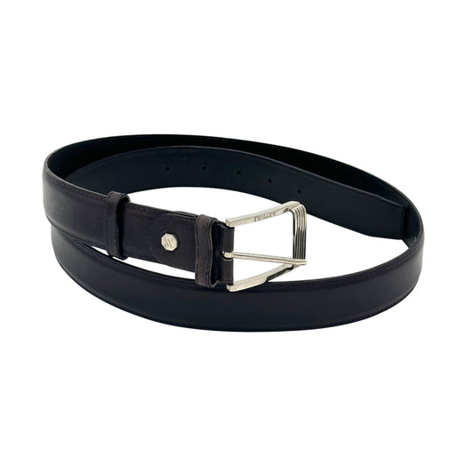Ceinture Artioli en cuir violet foncé avec boucle en argent