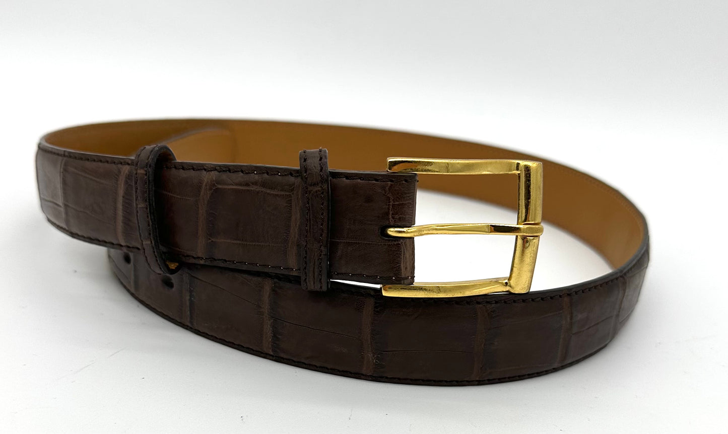 Ceinture Roberto Celk en crocodile marron foncé