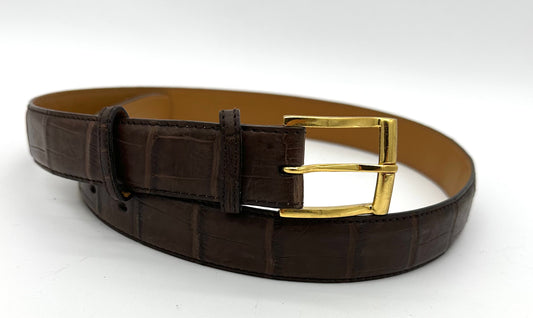Ceinture Roberto Celk en crocodile marron foncé
