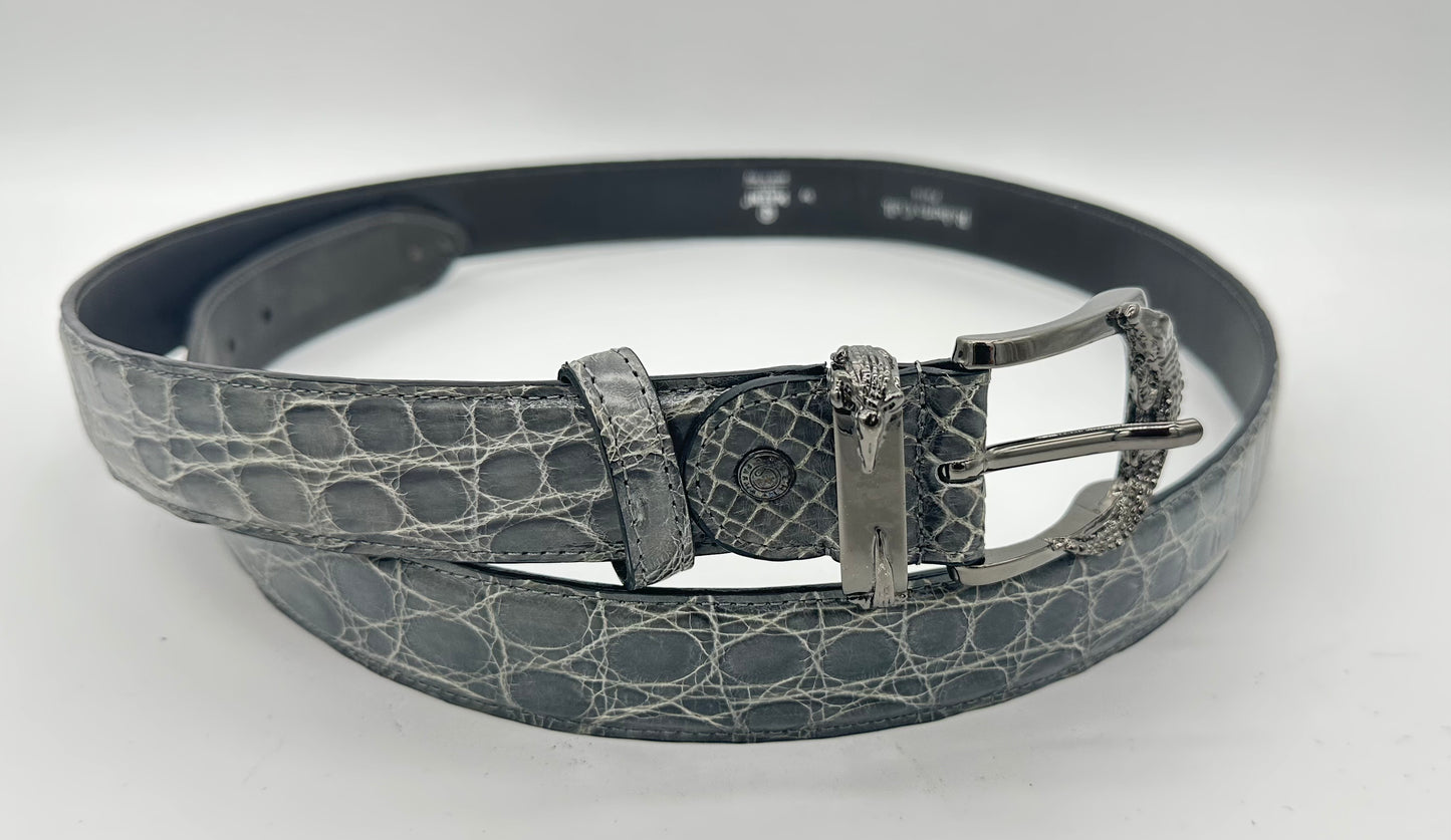 Ceinture Roberto Celk en crocodile grise