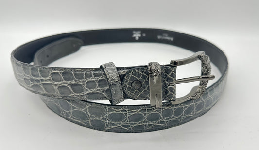 Ceinture Roberto Celk en crocodile grise