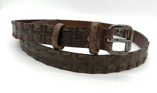 Ceinture Roberto Celk en alligator marron foncé