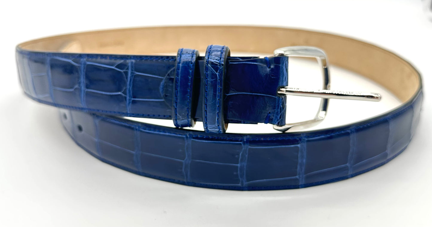 Ceinture en crocodile bleu