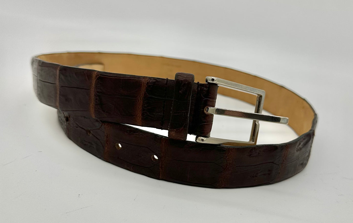 Ceinture Roberto Celk en crocodile marron foncé