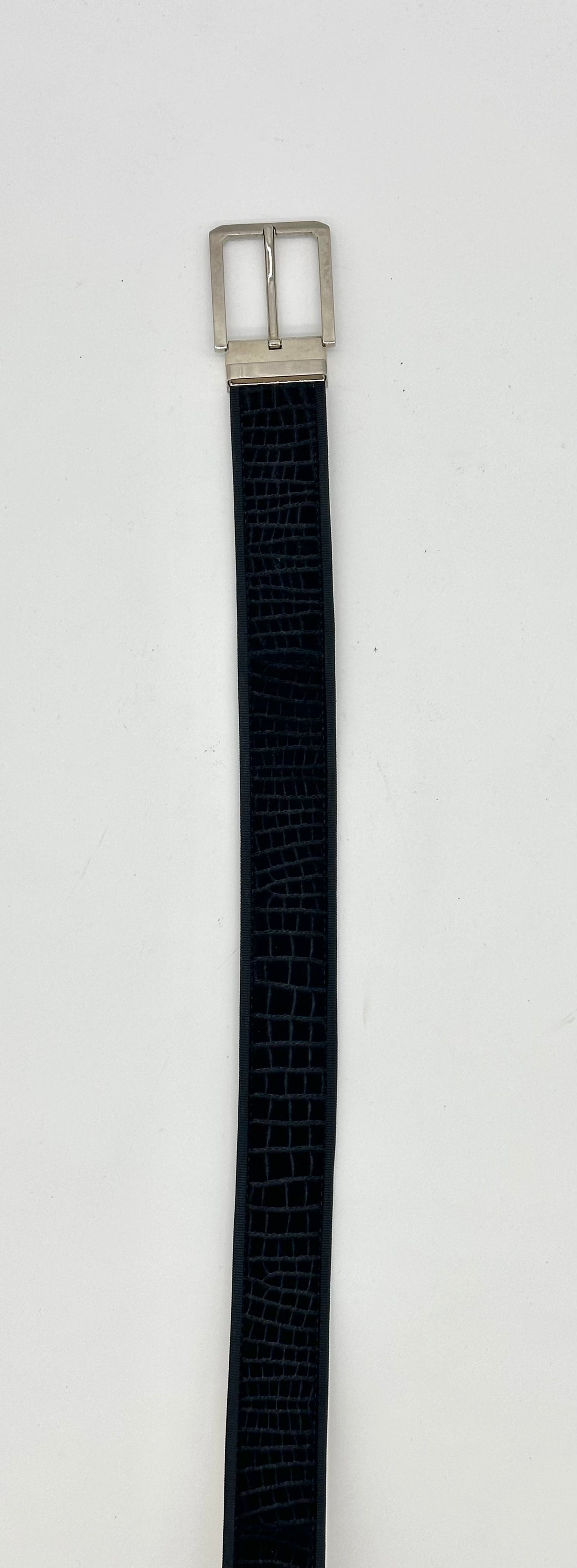 Ceinture Roberto Celk en velours impression crocodile noir
