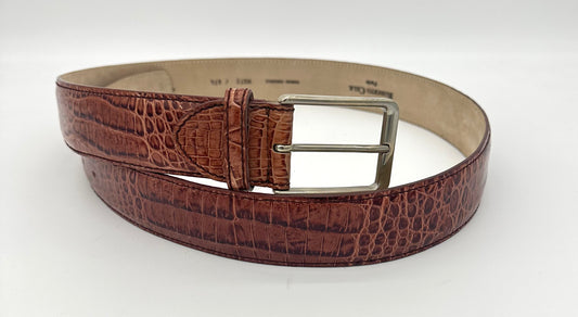Ceinture Roberto Celk en crocodile marron