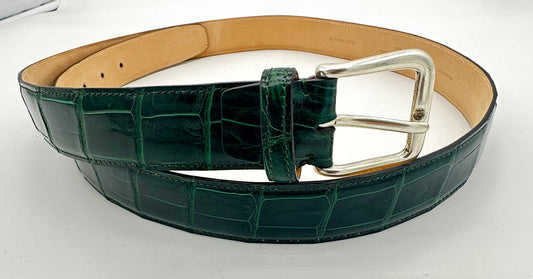Ceinture Roberto Celk en crocodile verte