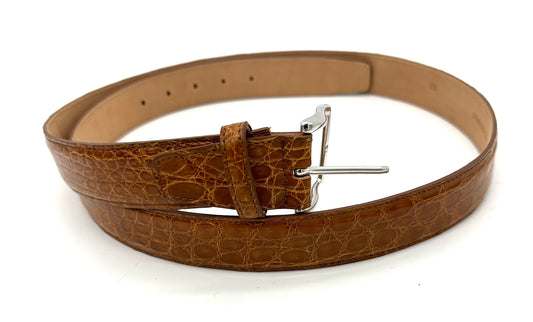 Ceinture Roberto Celk en crocodile marron clair