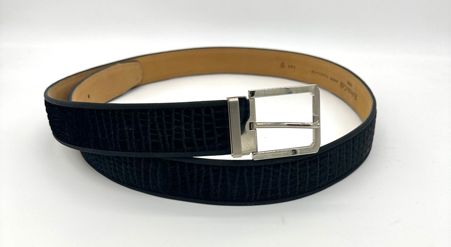 Ceinture Roberto Celk en velours impression crocodile noir