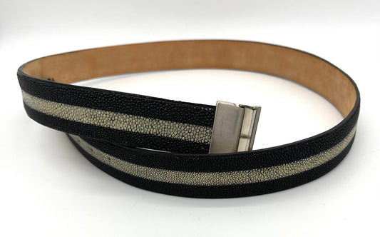 Ceinture Roberto Celk en galuchat noir et blanc