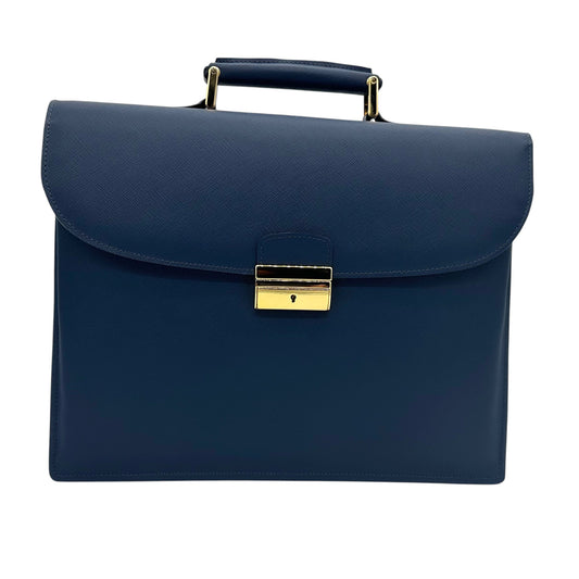 Sacoche en cuir dauphin bleu 3 soufflets