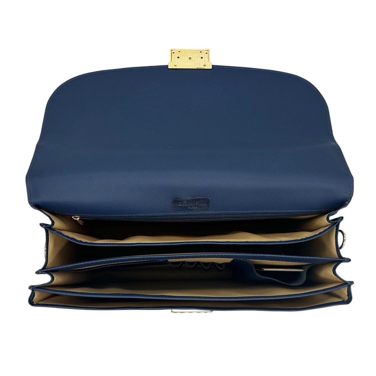 Sacoche en cuir dauphin bleu 3 soufflets