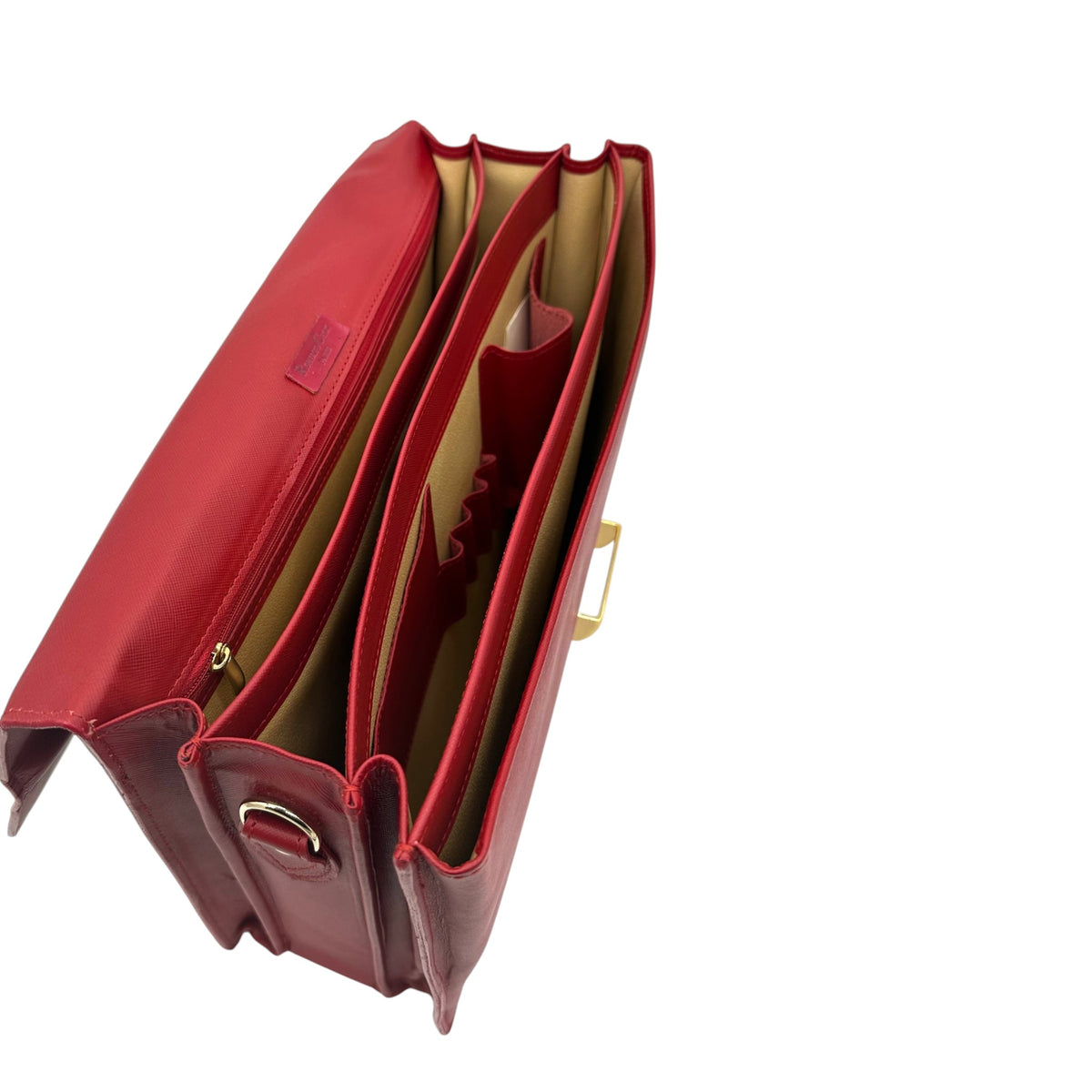 Sacoche en cuir dauphin rouge 3 soufflets