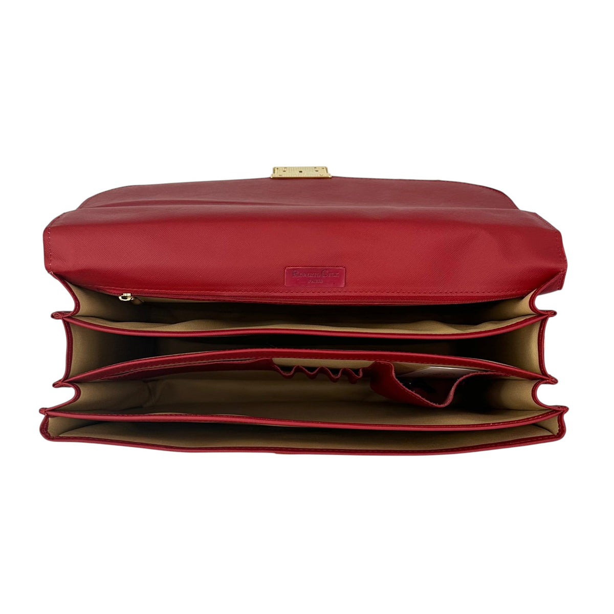 Sacoche en cuir dauphin rouge 3 soufflets