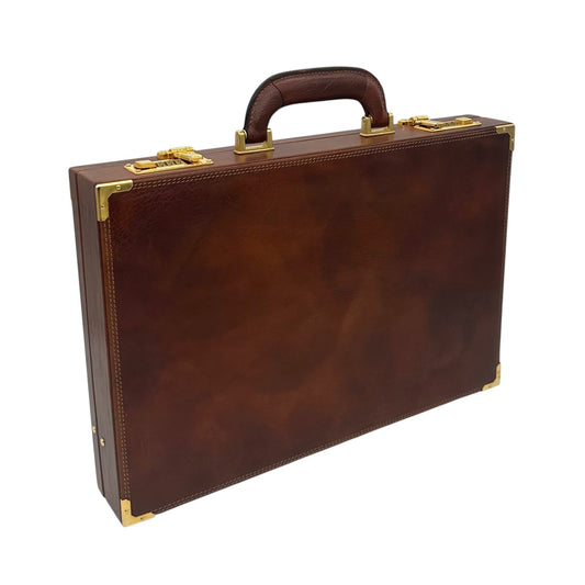 Attache case en cuir marron