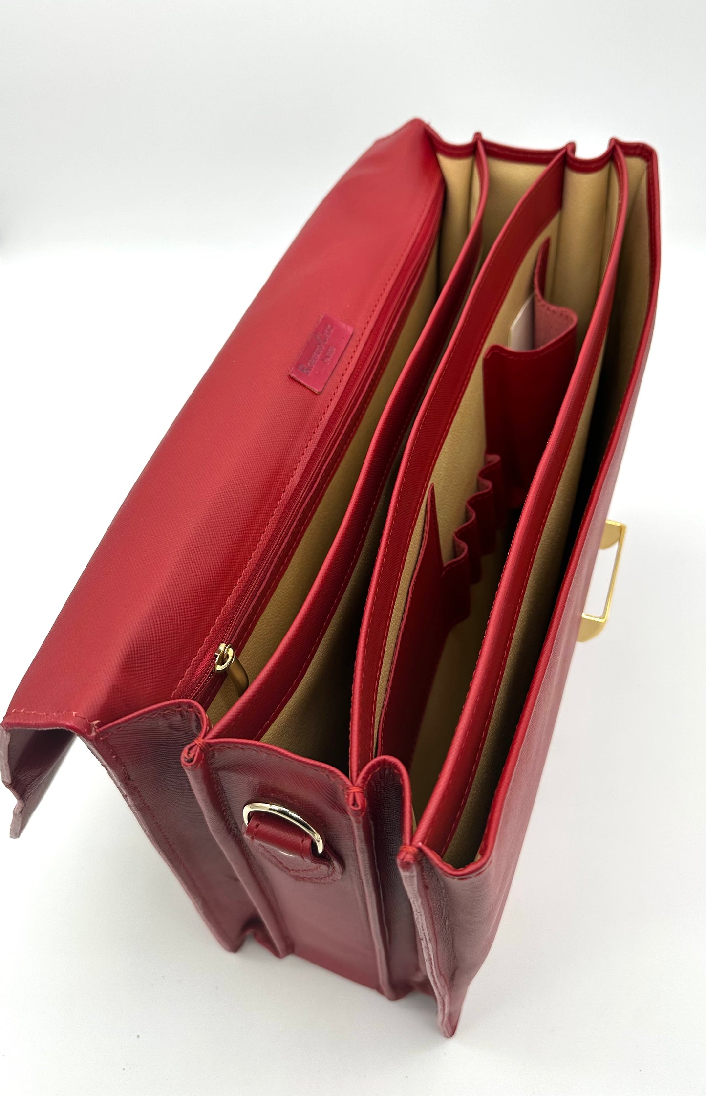 Sacoche en cuir dauphin rouge 3 soufflets