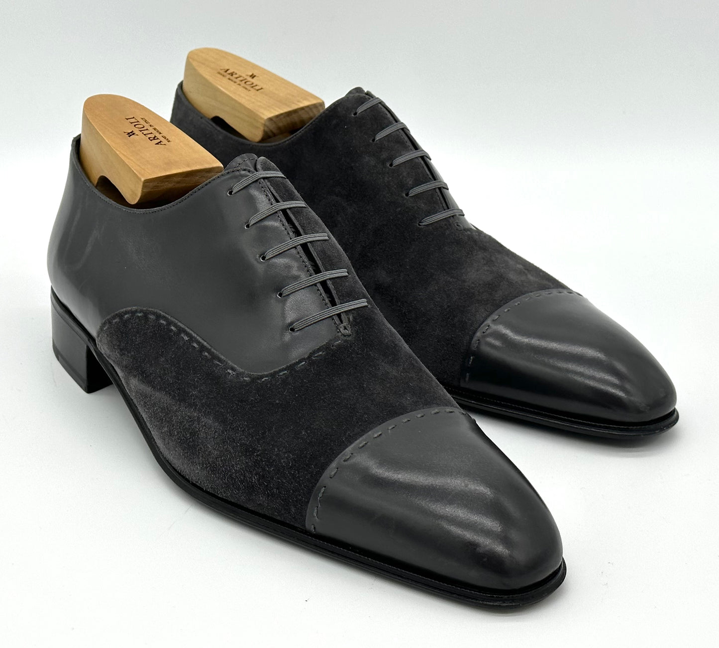 Richelieu Artioli en cuir et daim gris