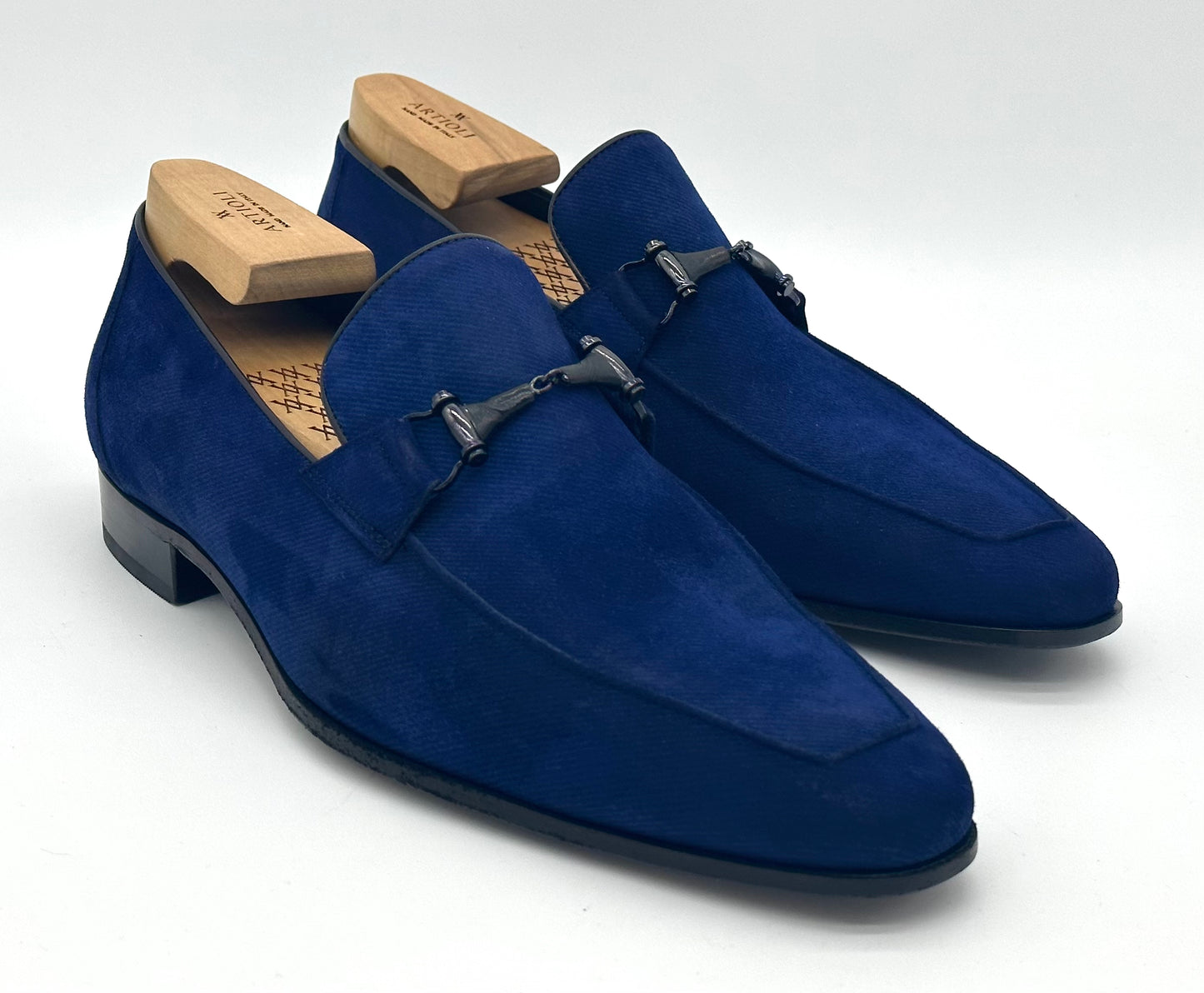 Mocassin Roberto Celk en daim bleu avec étrier