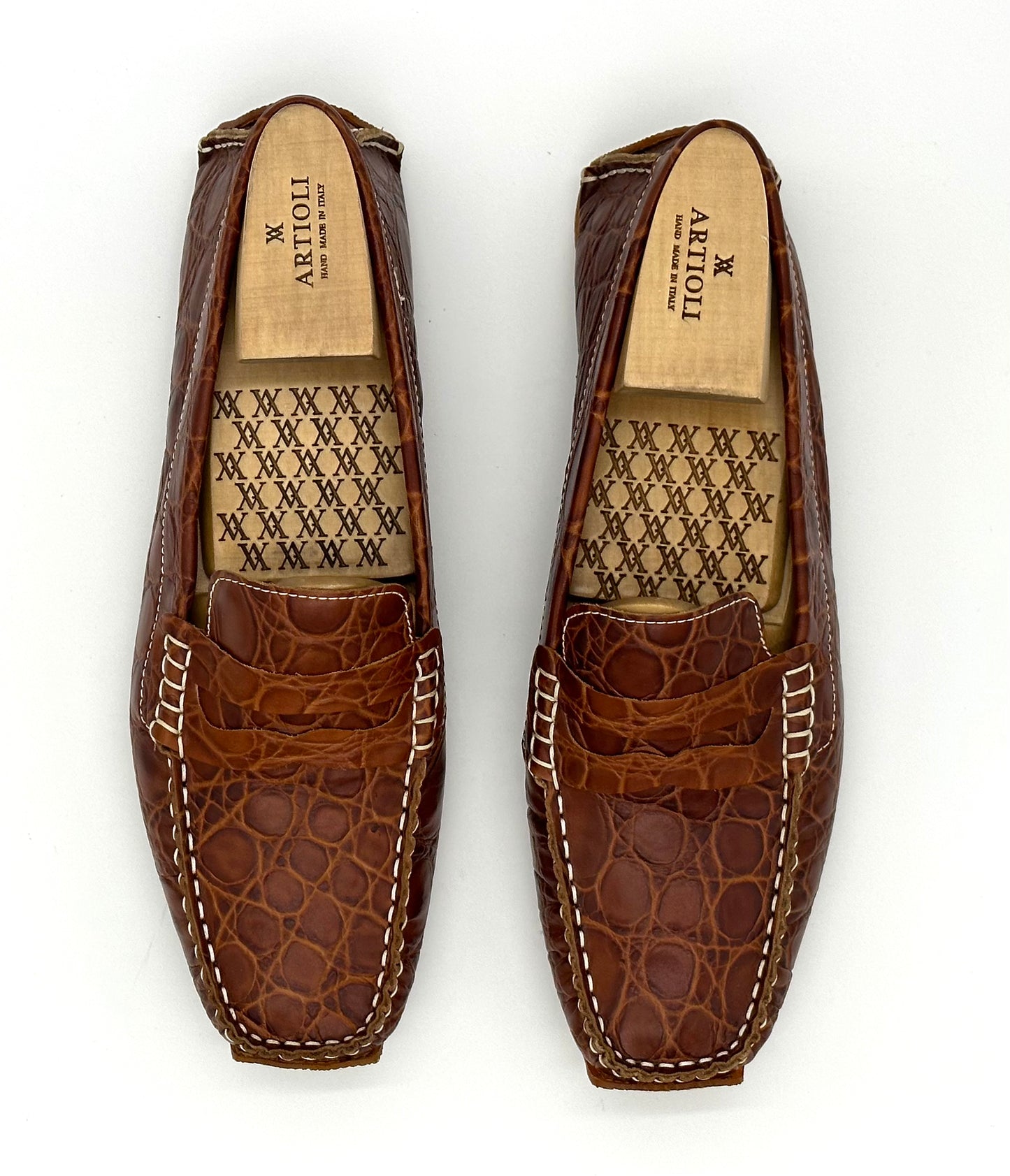 Mocassin Artioli stampa crocodile marron