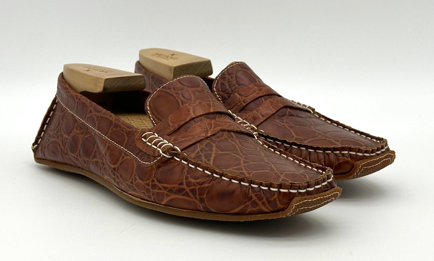 Mocassin Artioli stampa crocodile marron
