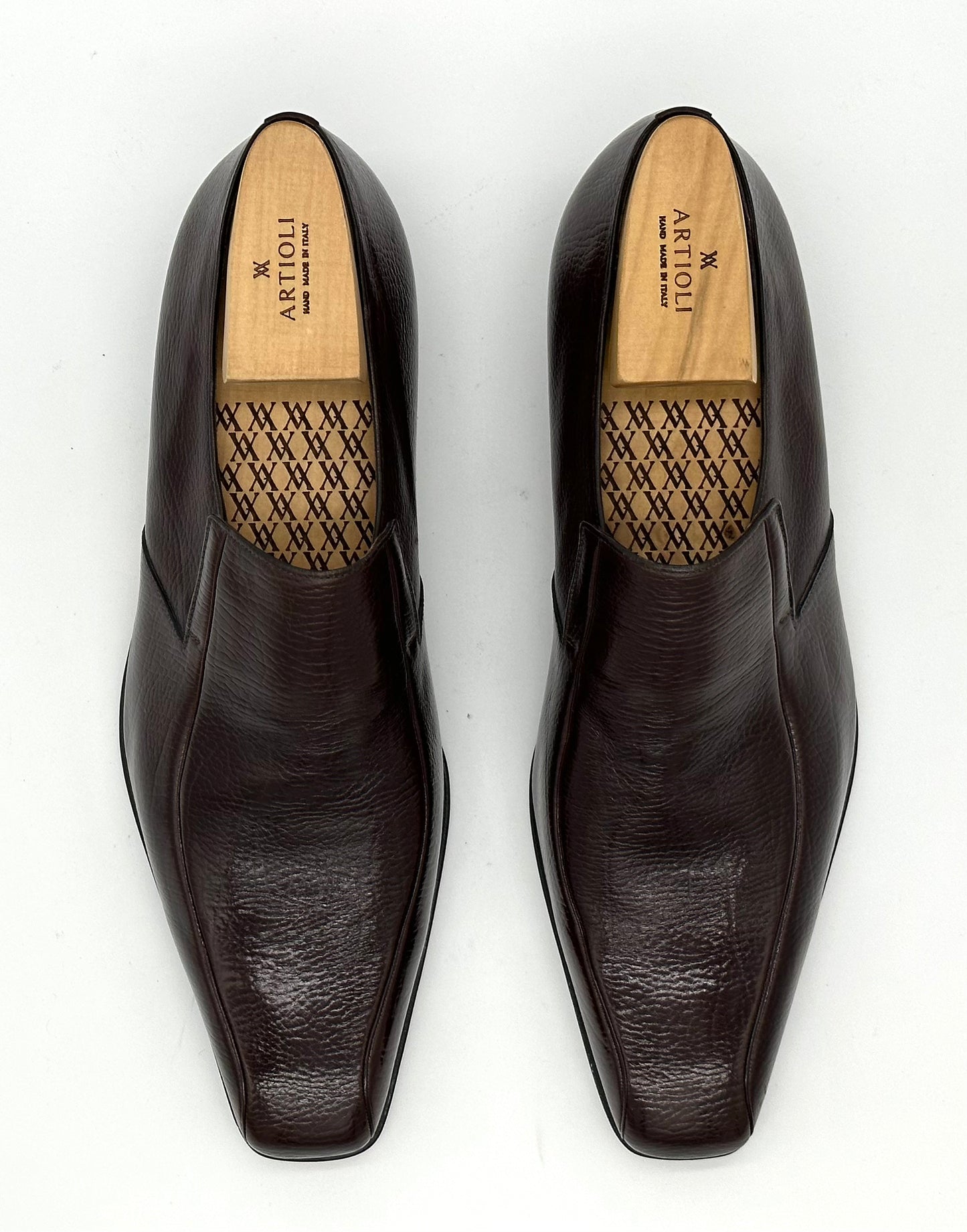 Mocassin Artioli en veau grainé marron