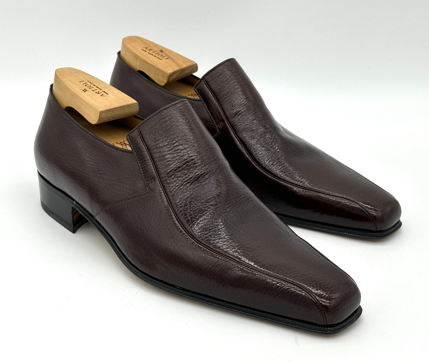 Mocassin Artioli en veau grainé marron