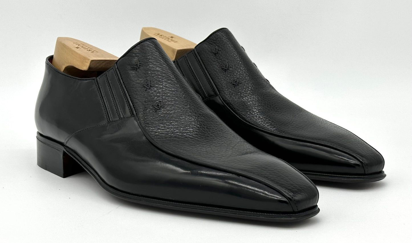 Mocassin Artioli en cuir et lama noir