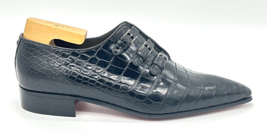 Soulier à boucle Artioli en crocodile noir