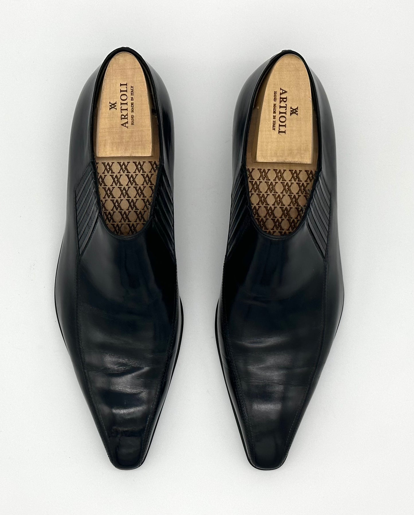 Mocassin Artioli effilé en cuir noir