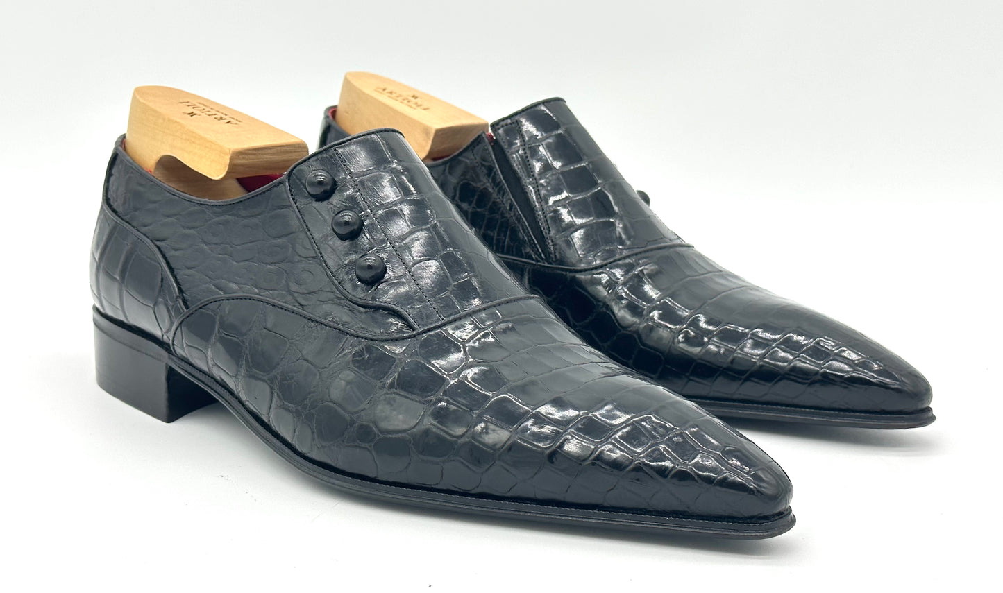 Mocassin Artioli en crocodile noir