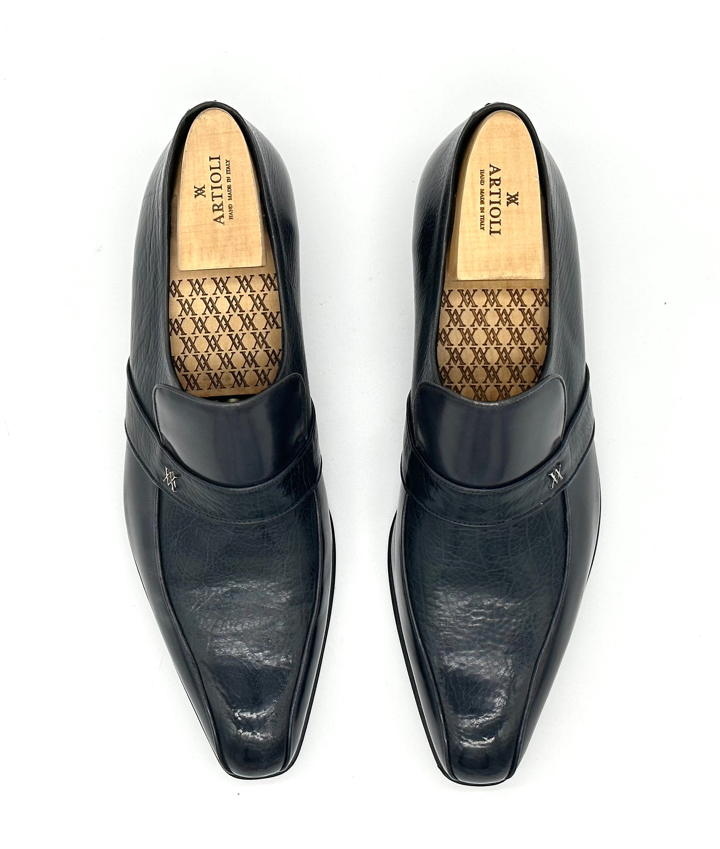 Mocassin Artioli en cuir et lama gris foncé