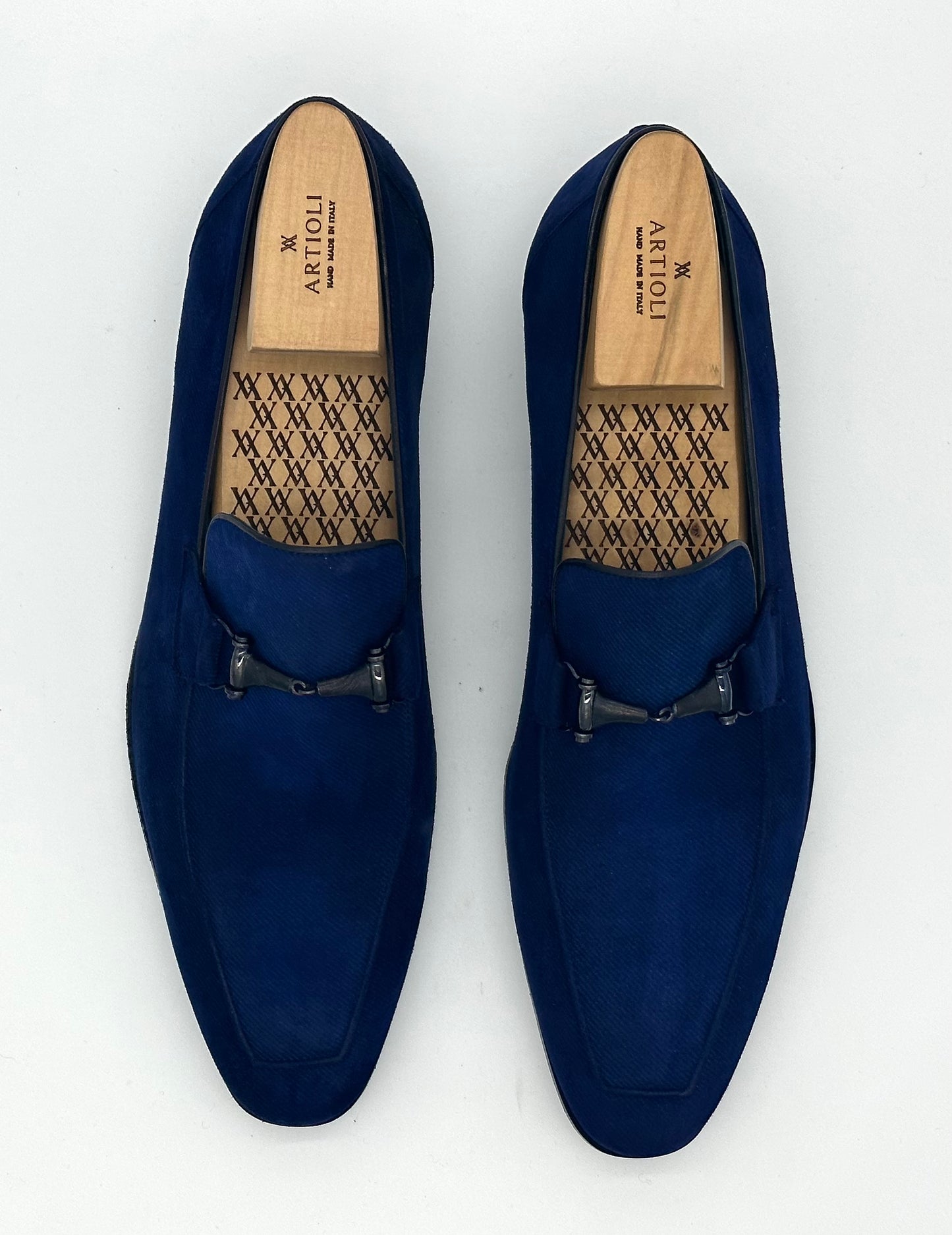 Mocassin Roberto Celk en daim bleu avec étrier