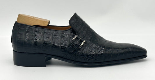 Soulier à boucle Artioli en crocodile noir