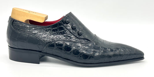 Mocassin Artioli en crocodile noir