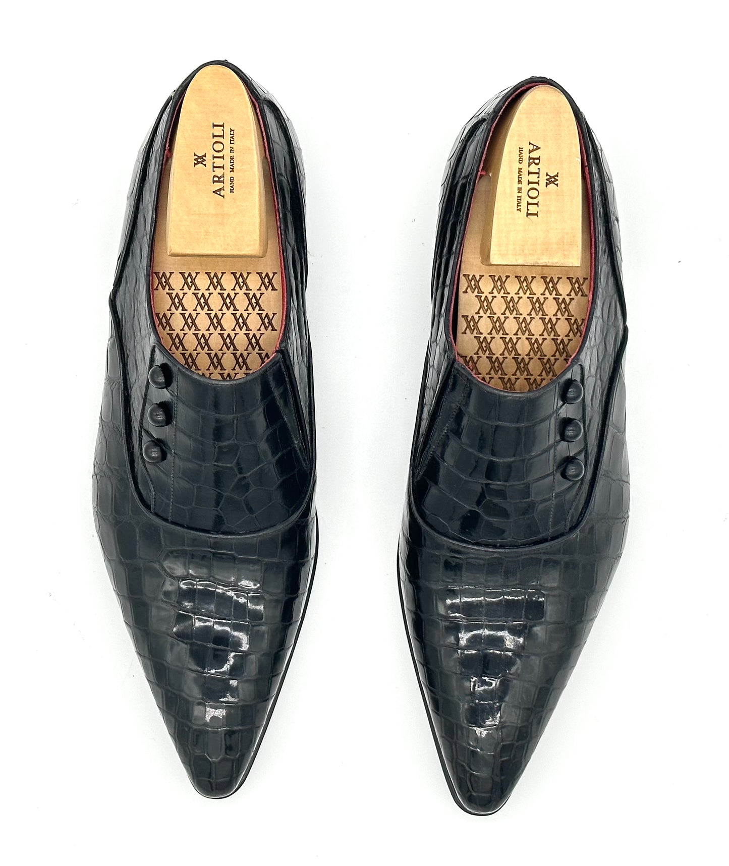 Mocassin Artioli en crocodile noir