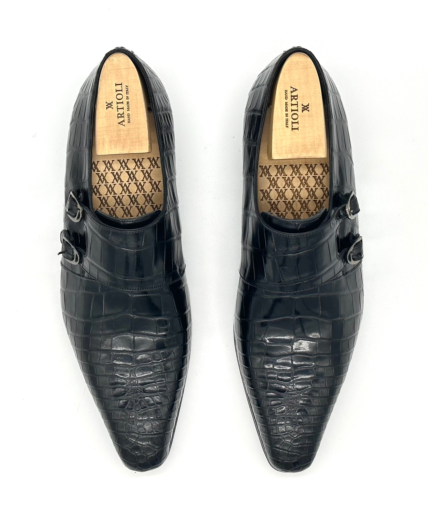 Soulier à boucle Artioli en crocodile noir