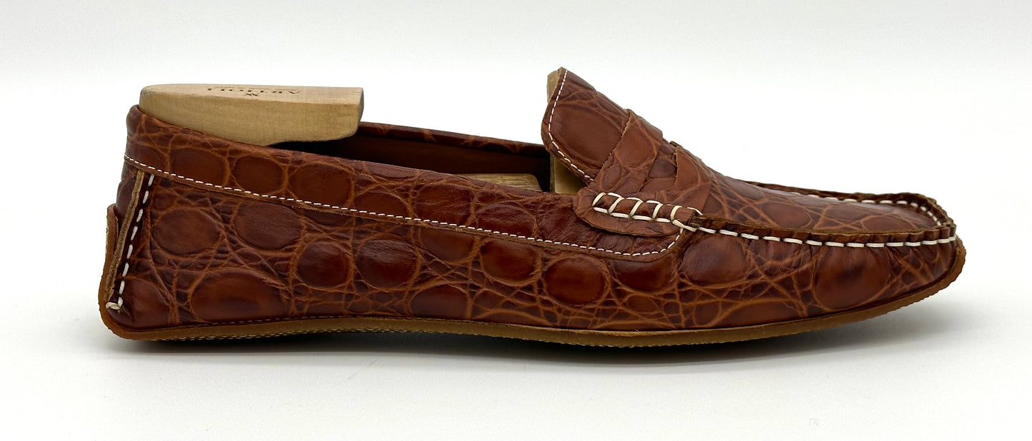 Mocassin Artioli stampa crocodile marron