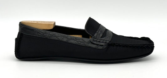 Mocassin Artioli stampa crocodile et toile noir