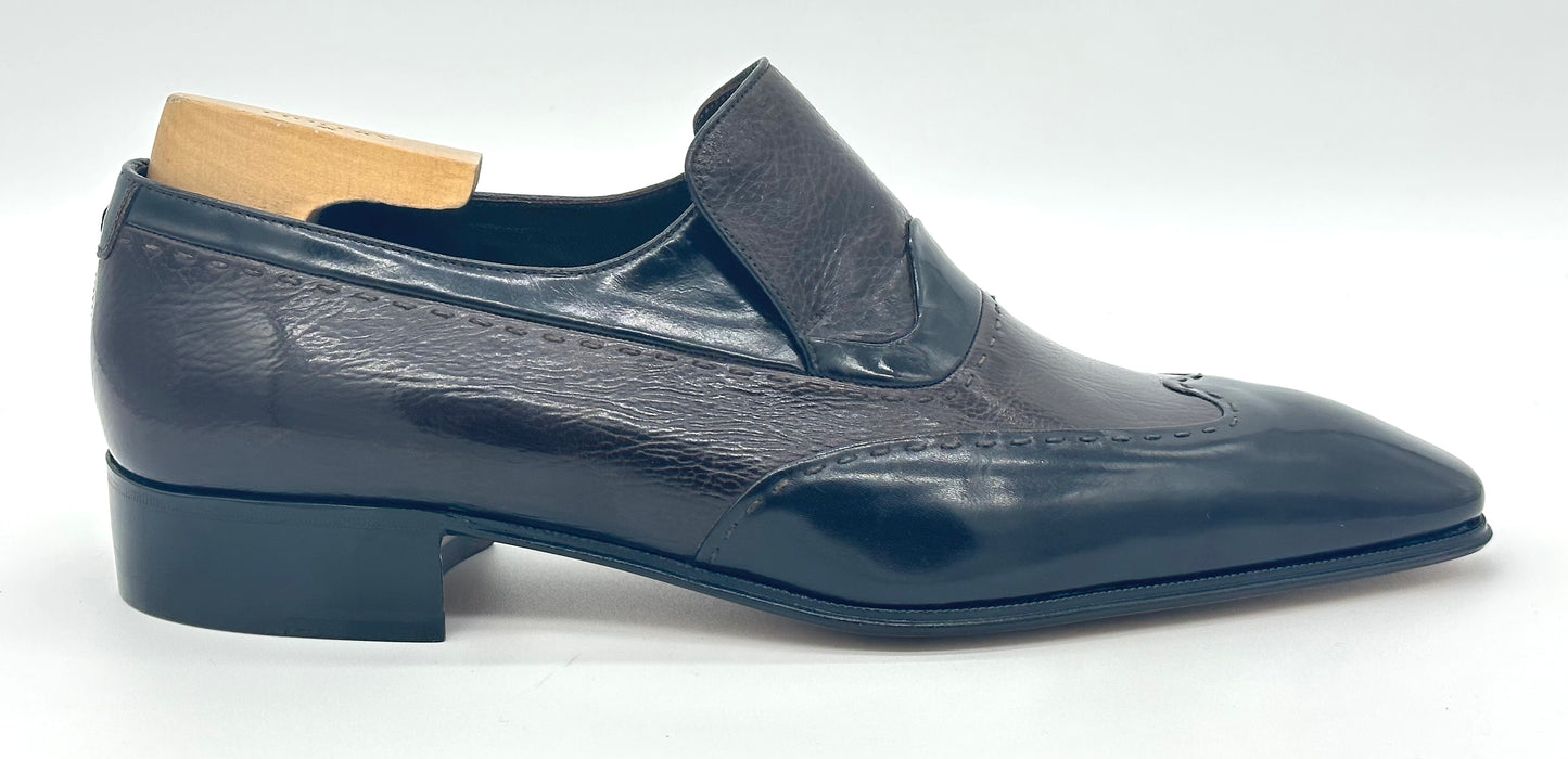 mocassin Artioli en cuir et lama marron