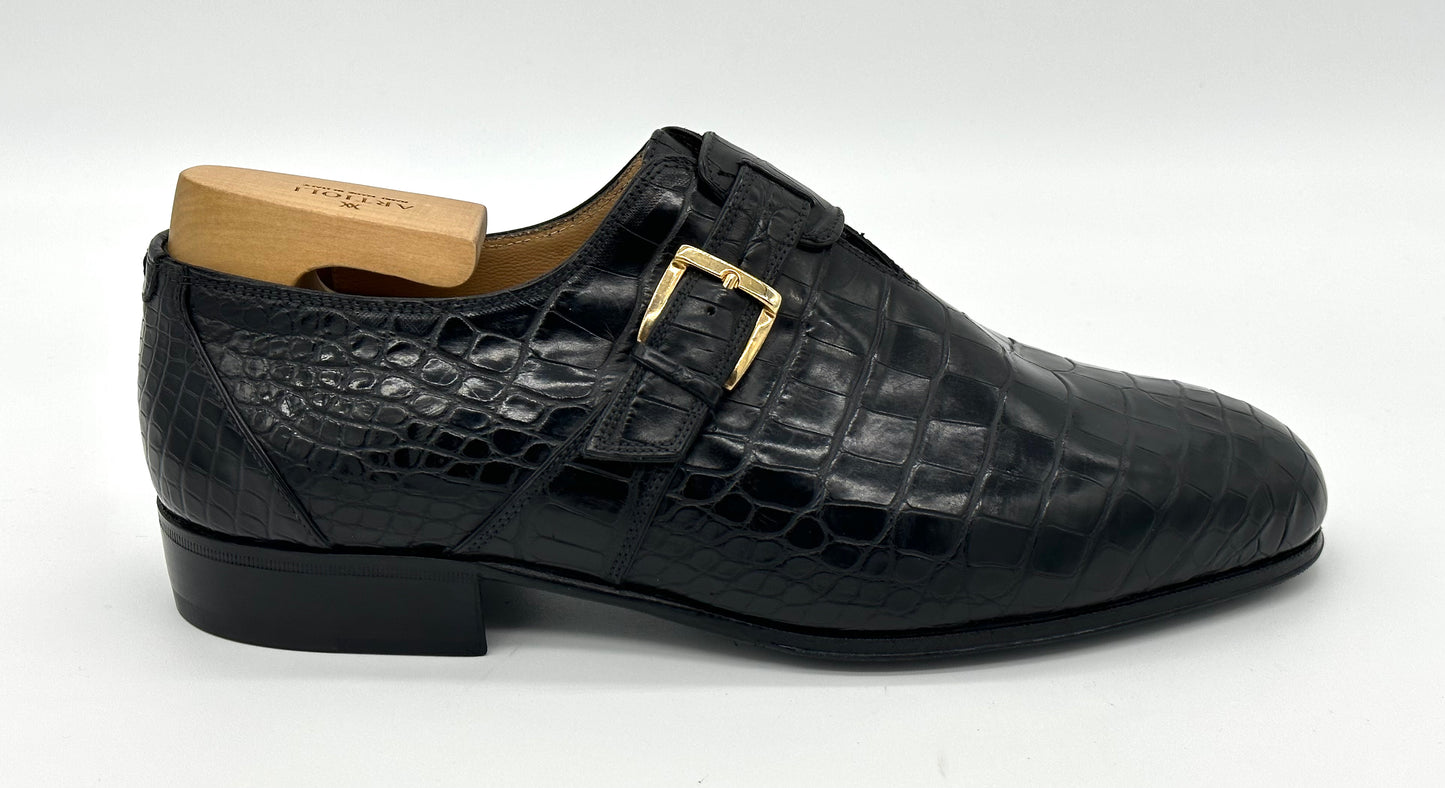 Soulier à boucle Artioli en crocodile noir