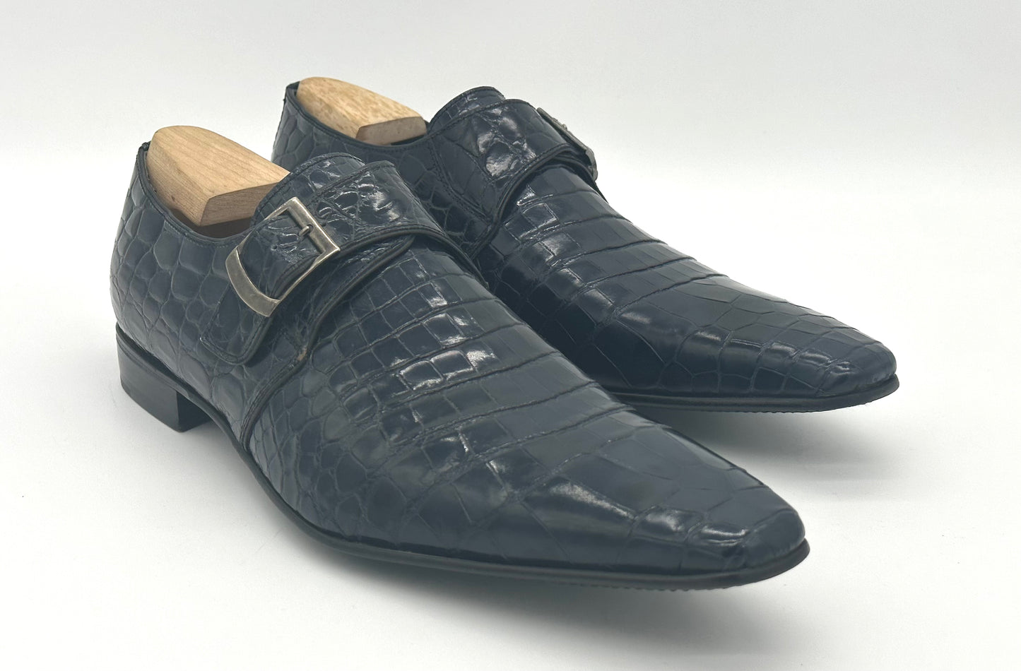 Soulier à boucle Roberto Celk en crocodile marine