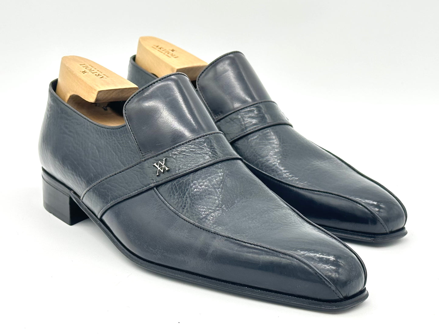 Mocassin Artioli en cuir et lama gris foncé