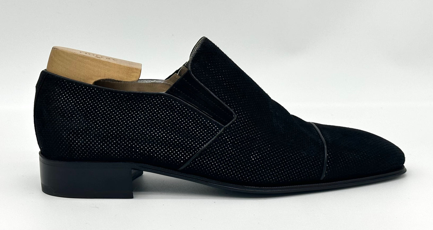 Mocassin Artioli en daim perforé noir
