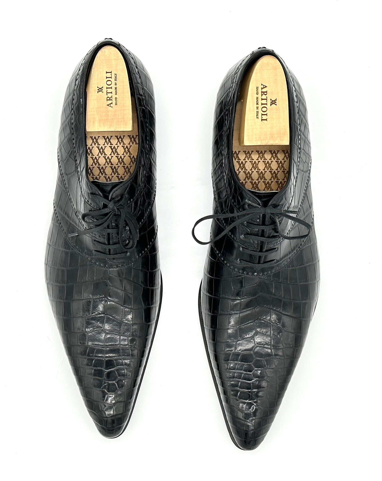 Richelieu Artioli en crocodile noir
