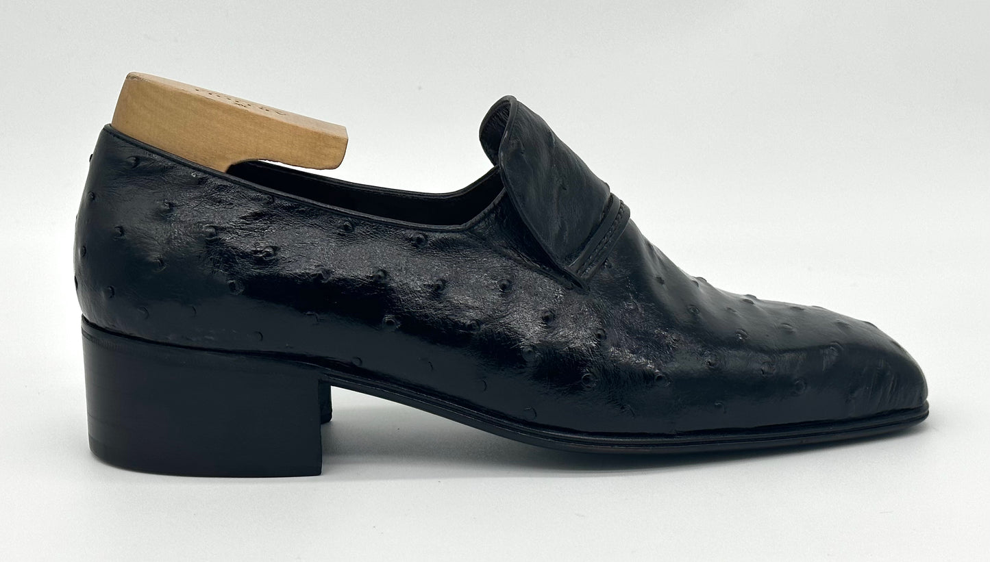 Mocassin Artioli en autruche noir