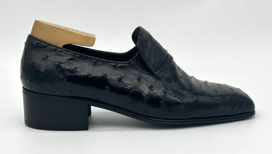 Mocassin Artioli en autruche noir