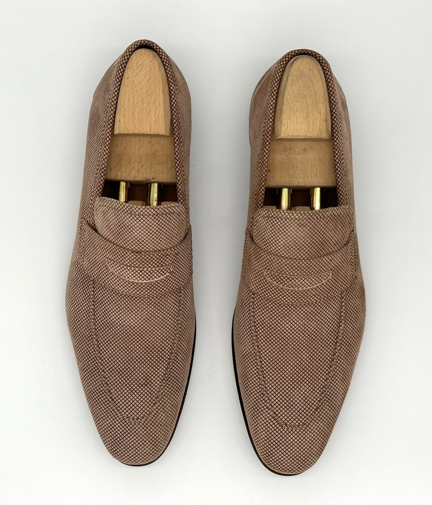 Mocassin Roberto Celk en daim quadrillé marron et beige