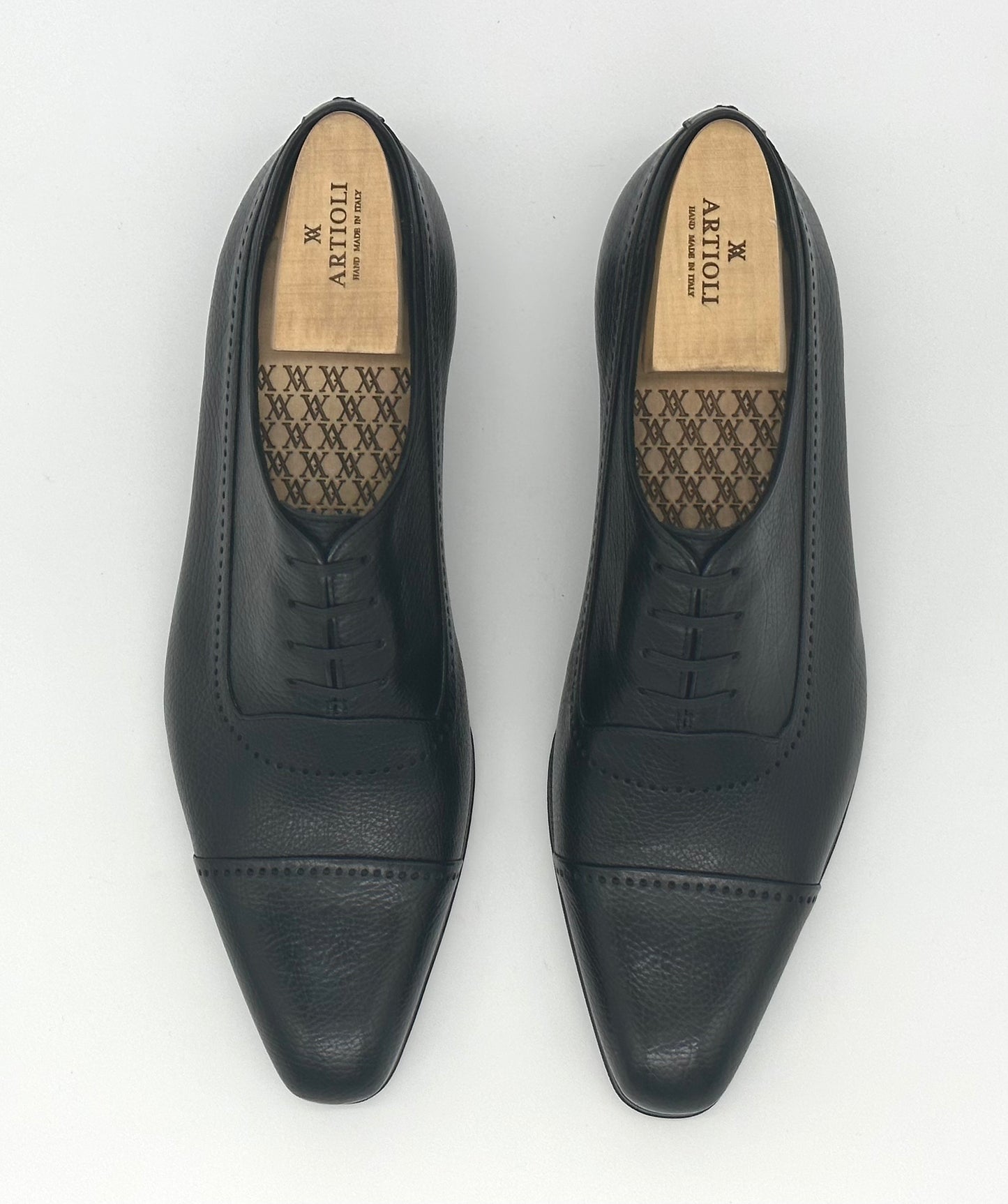 Richelieu Artioli en veau grainé noir