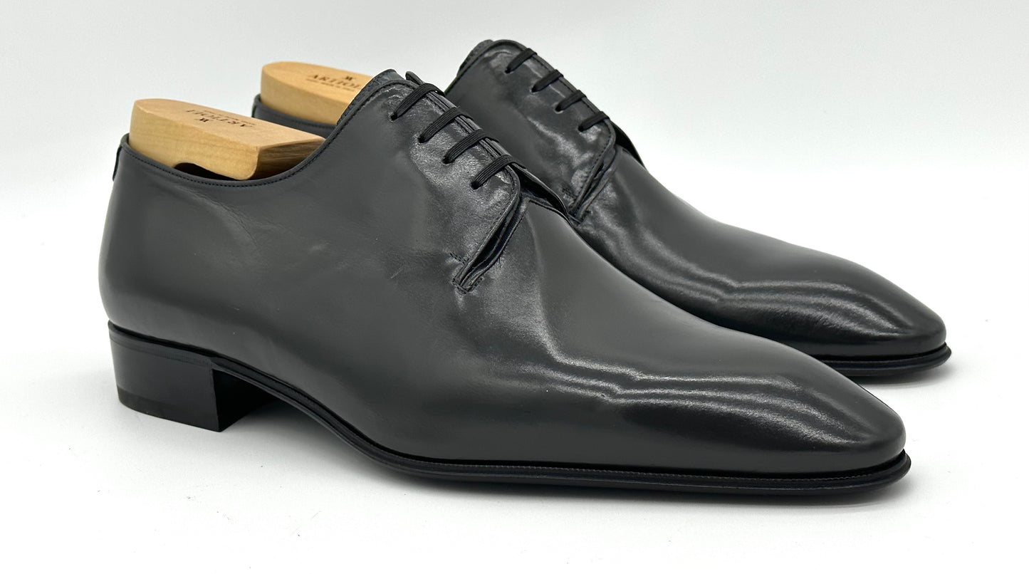 Derby Artioli en cuir et détail crocodile gris