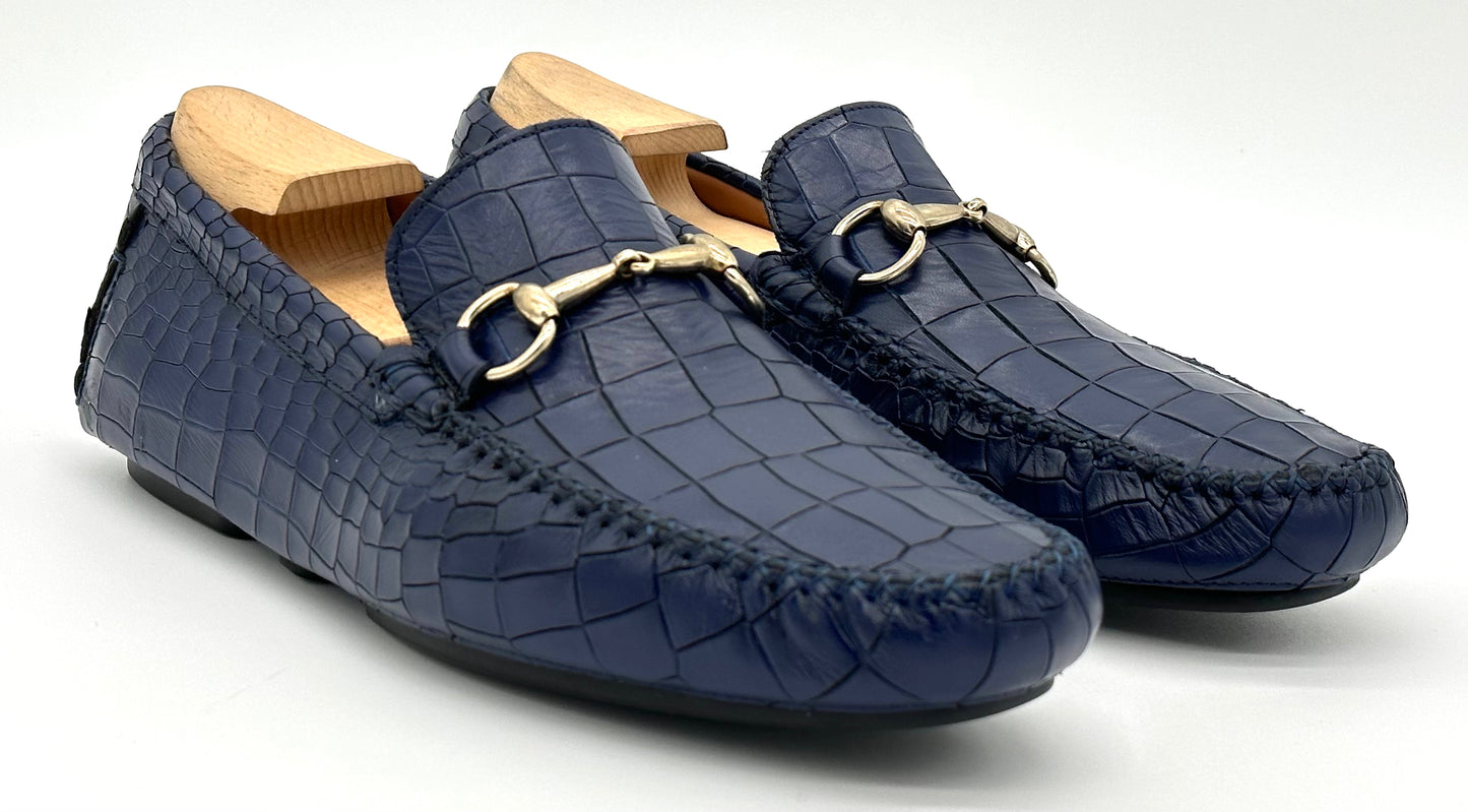 Mocassin Roberto Celk en stampa crocodile bleu